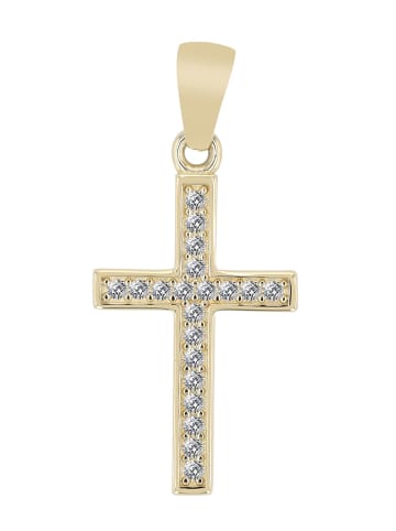 Adeliás Damen Anhänger – Kreuz Kreuzanhänger aus 333 Gold mit Zirkonia in gold