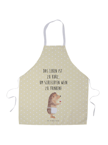 Mr. & Mrs. Panda Schürze Igel Wein mit Spruch in Gelb Pastell