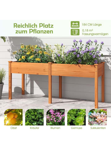 COSTWAY Hochbeet Holz in Braun
