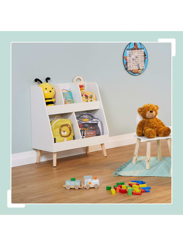 relaxdays Kinderregal in Weiß/ Natur - (B)60 x (H)66 x (T)30 cm