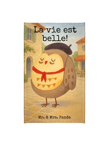 Mr. & Mrs. Panda Gästehandtuch Eule Frankreich Design mit Spruch in Weiß