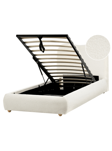 Beliani Einzelbett BLAGNAC in Weiß/Braun - (W) 110 x (H) 98 x (L) 227 cm