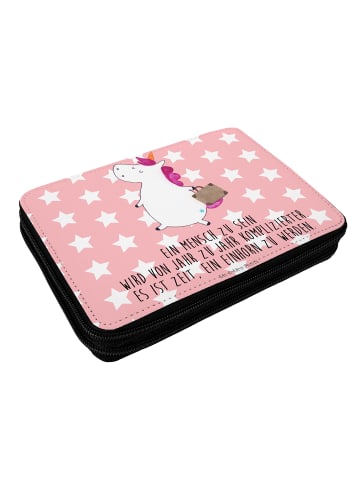 Mr. & Mrs. Panda Etui Einhorn Koffer mit Spruch in Rot Pastell