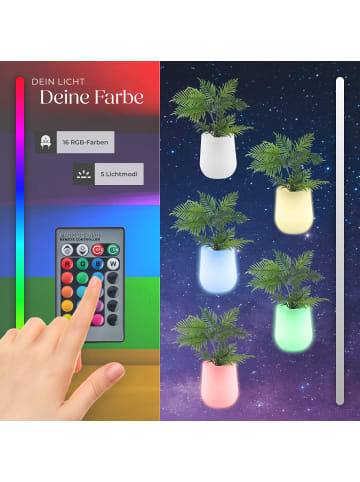 tectake LED-Blumentopf Luminous Courve Pot mit Fernbedienung