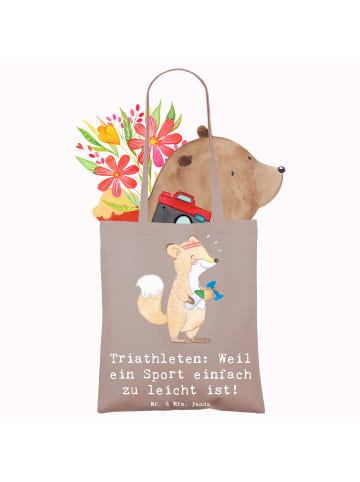 Mr. & Mrs. Panda dokumententasche Triathlon Helden mit Spruch in Braun Pastell