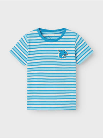 name it T-Shirt 2er-Set Print Design Rundhals Kurzarm in Blau-2