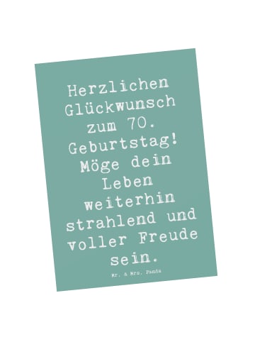Mr. & Mrs. Panda Postkarte Spruch 70. Geburtstag Glückwünsche mi... in Meeresbrise