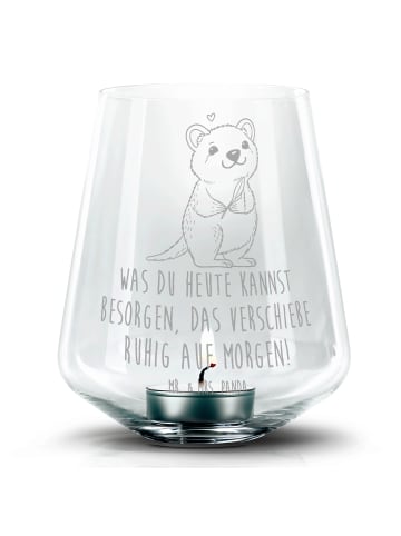 Mr. & Mrs. Panda Windlicht Glas Quokka Happy mit Spruch in Transparent
