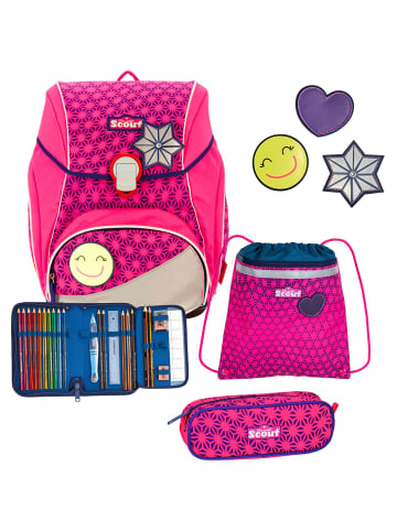 Scout Alpha Neon Safety Schulranzen-Set 4-teilig in pink glow