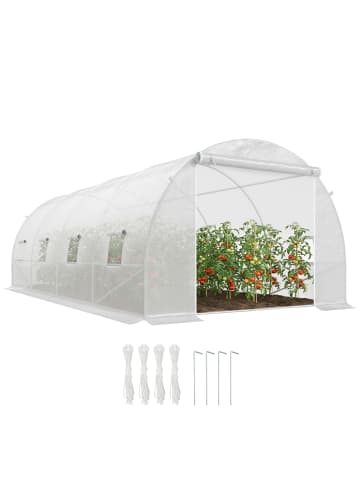 Outsunny Gewächshaus,595L x 300B x 200H cm,Weiß