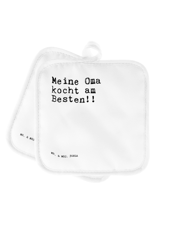 Mr. & Mrs. Panda 2er Set Topflappen Meine Oma kocht am... mit S... in Weiß