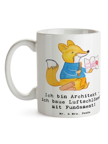 Mr. & Mrs. Panda Teetasse Architekt Luftschlösser mit Spruch in Weiß