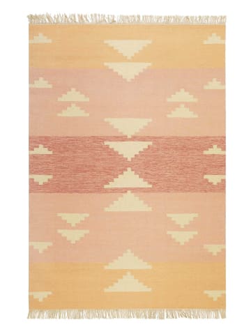 Green Looop Kelim Teppich Soleil in rosa meliert