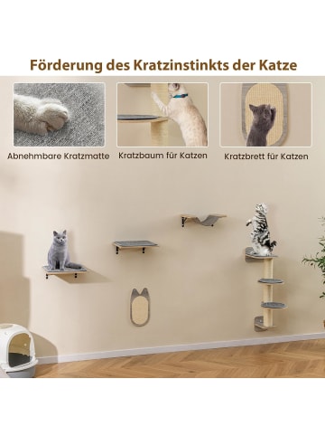 COSTWAY 5 PCS Kletterwand Katzen in Hellbraun