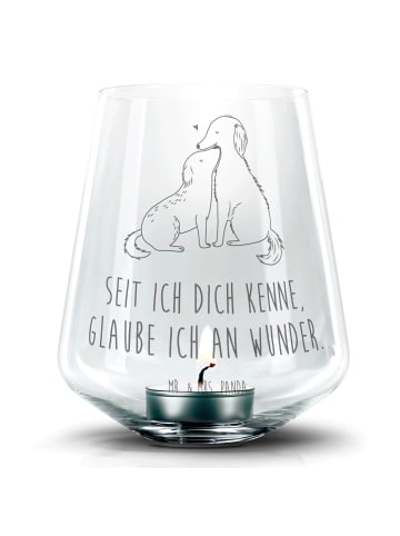 Mr. & Mrs. Panda Windlicht Hunde Liebe mit Spruch in Transparent