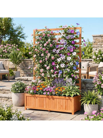 COSTWAY Blumenkasten mit Rankgitter 90x35x150cm in Orange