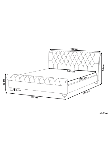 Beliani Doppelbett AVALLON in Schwarz - (W) 152 x (H) 94 x (L) 233 cm