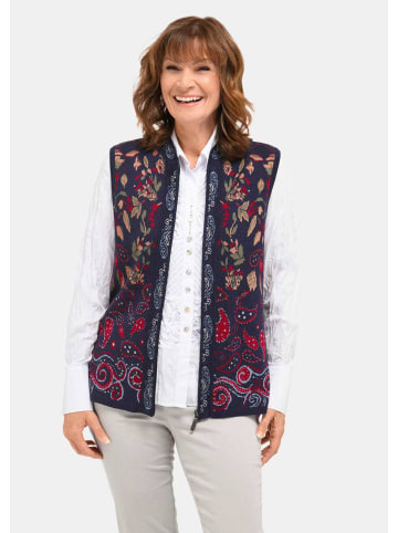 GOLDNER Kurzgröße:  Strickweste Elegante Viskose-Weste mit Muster in dunkelblau / gemustert