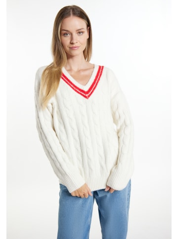 DreiMaster Maritim Damen Strickpullover in Wollweiss Rot