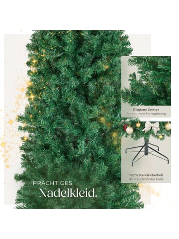 tectake Weihnachtsbaumset, Größenwahl, Lichterkette, pulverbesch. Ständer