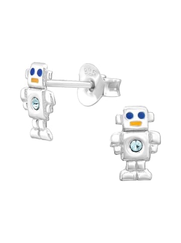 Alexander York Ohrstecker ROBOTER mit Kristall aqua in 925 Sterling Silber, 2-tlg. in silver