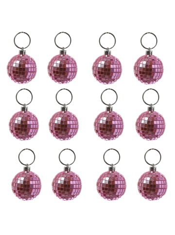 MARELIDA 12er Set Weihnachtsbaumschmuck Discokugel Spiegelkugel D: 5cm in rosa