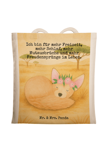 Mr. & Mrs. Panda Tragetasche Wüstenfuchs Blumen Design mit Spruch in Weiß