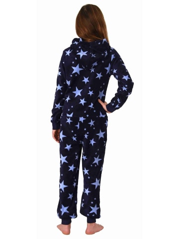 NORMANN Jumpsuit Overall Schlafanzug Pyjama langarm Sterne - 70318 in marine