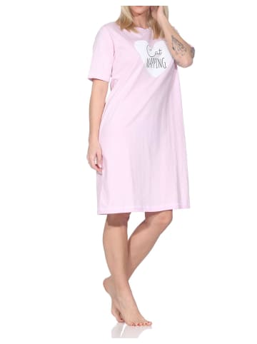 NORMANN Kurzarm Nachthemd Herz Motiv 125 214 360 in rosa