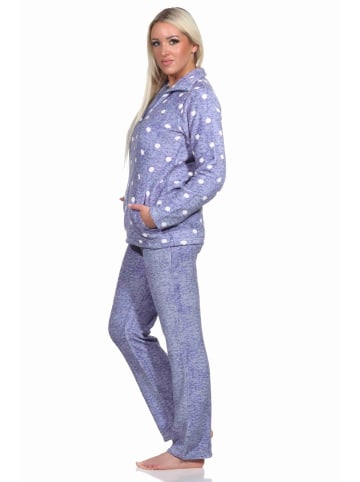 NORMANN Hausanzug Coralfleece Tupfen Punkte - 76695 in blau