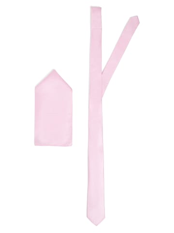 Finshley & Harding London Krawatte und Einstecktuch in rosa - 0001