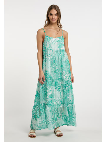 IZIA Damen Maxikleid in Grün Weiss