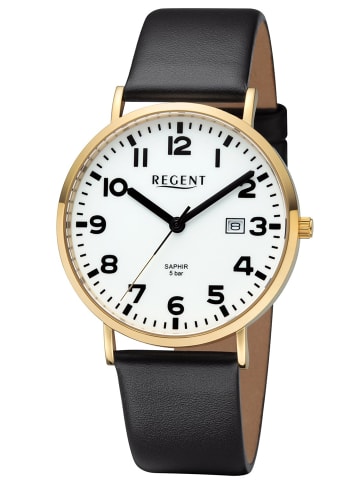 Regent Herrenuhr mit Saphirglas Leuchtzifferblatt Gold / Schwarz