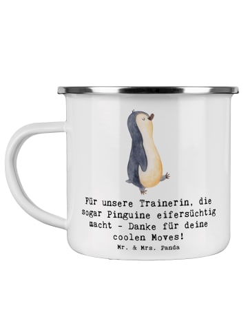 Mr. & Mrs. Panda Camping Emaille Tasse Eiskunstlauf Trainerin mi... in Weiß