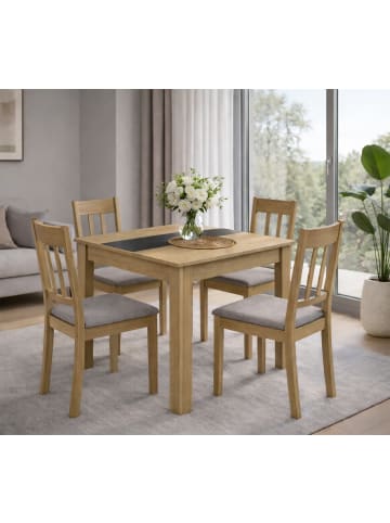 VCM  Esstisch Küchentisch B. 80 x T. 80 cm Disalo in Honig-Eiche / Anthrazit