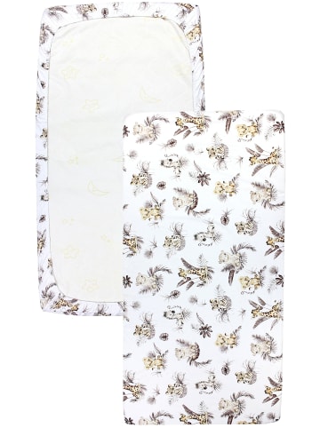 TupTam Baby Kinder Spannbettlaken 2er Pack in beige/weiß