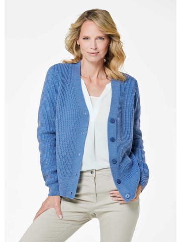 GOLDNER Strickjacke Pflegeleichte Strickjacke in hochwertiger Rippenstruktur in blau