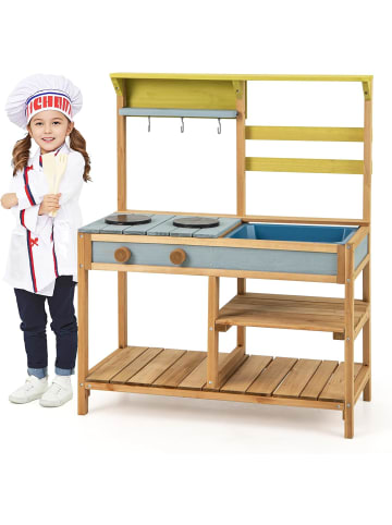COSTWAY Matschküche Kinder Outdoor in Hellbraun