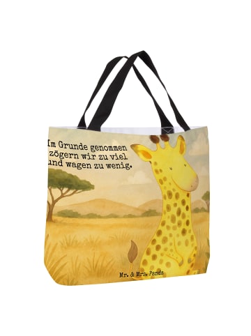 Mr. & Mrs. Panda Henkeltasche Giraffe Zufrieden Design mit Spruch in Weiß