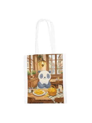 Mr. & Mrs. Panda Shopping Tasche Panda Pommes Gebet Design ohne ... in Weiß
