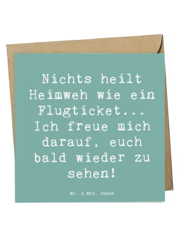 Mr. & Mrs. Panda Deluxe Karte Spruch Heimweh Ticket mit Spruch in Meeresbrise