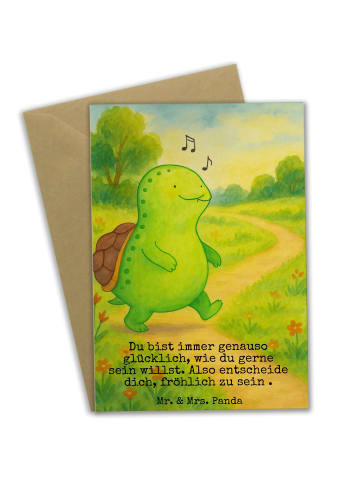 Mr. & Mrs. Panda Grußkarte Schildkröte Pfeifen Design mit Spruch in Weiß