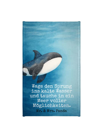 Mr. & Mrs. Panda Gästehandtuch Orca Design mit Spruch in Weiß