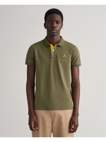 Gant Piqué Rugger Poloshirt mit Kontrastkragen in Juniper gr