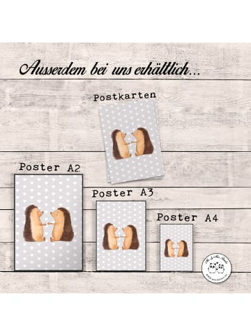 Mr. & Mrs. Panda Poster Igel Liebe ohne Spruch in Grau Pastell