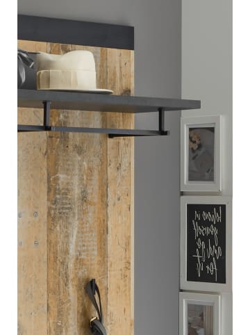 Furn.Design Garderobenpaneel Used Wood hell, anthrazit, Wandgarderobe 92 x 100 cm