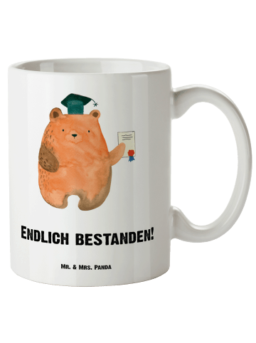 Mr. & Mrs. Panda Jumbo Tasse Bär Prüfung mit Spruch in Weiß