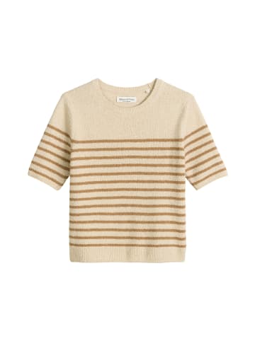 Marc O'Polo Gestreifter Kurzarm-Pullover slim in deep night blue / striped