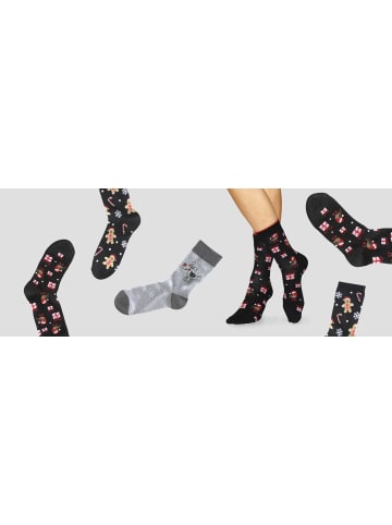 H.I.S Socken in 2x schwarz-gemustert, 1x grau-gemustert