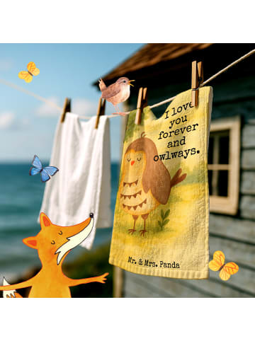 Mr. & Mrs. Panda Gästehandtücher Eule Zufrieden Design mit Spruch in Weiß